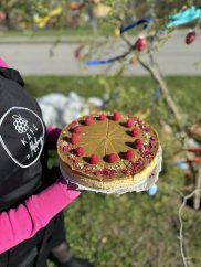 Pistáciový cheesecake s bílou čokoládou a malinami